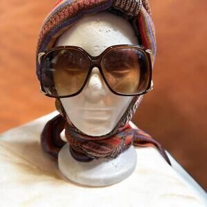 Vintage Z Cavaricci Brown Oversized Sunglass Women Large Frame gold temples